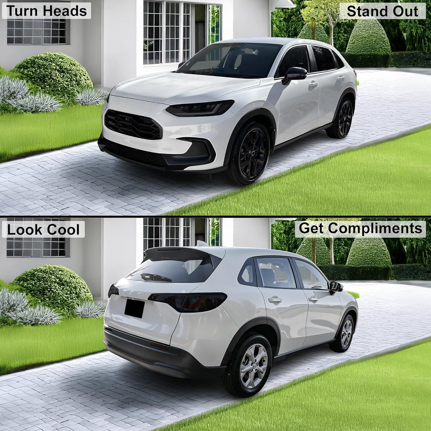 Dark Smoke Headlight & Taillight Tint Film Kit for Honda HR-V 2023-2025