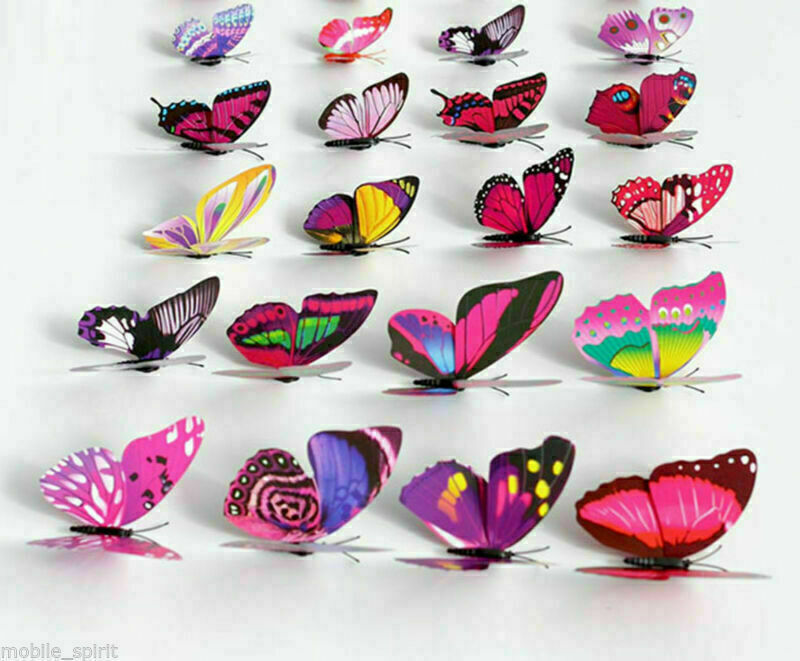 24pcs Multicolor Artificial Butterflies with Magnet Home Decorations Accessories