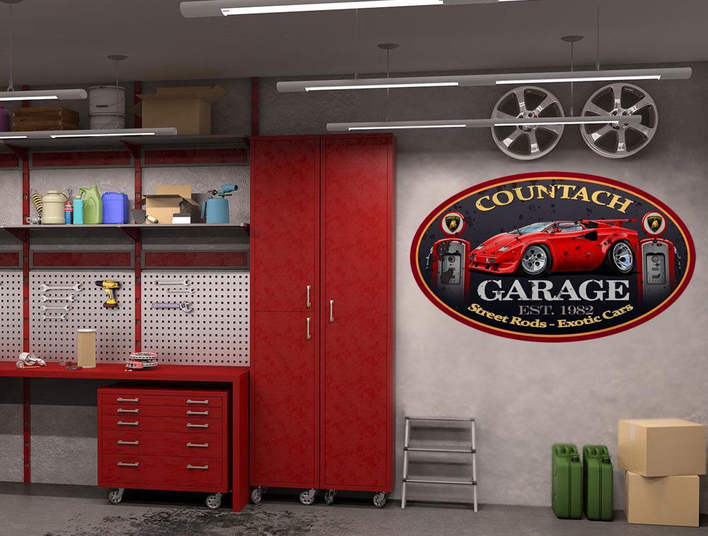 Lamborghini Countach Exotic Car Garage Sign Wall Art Graphic Sticker