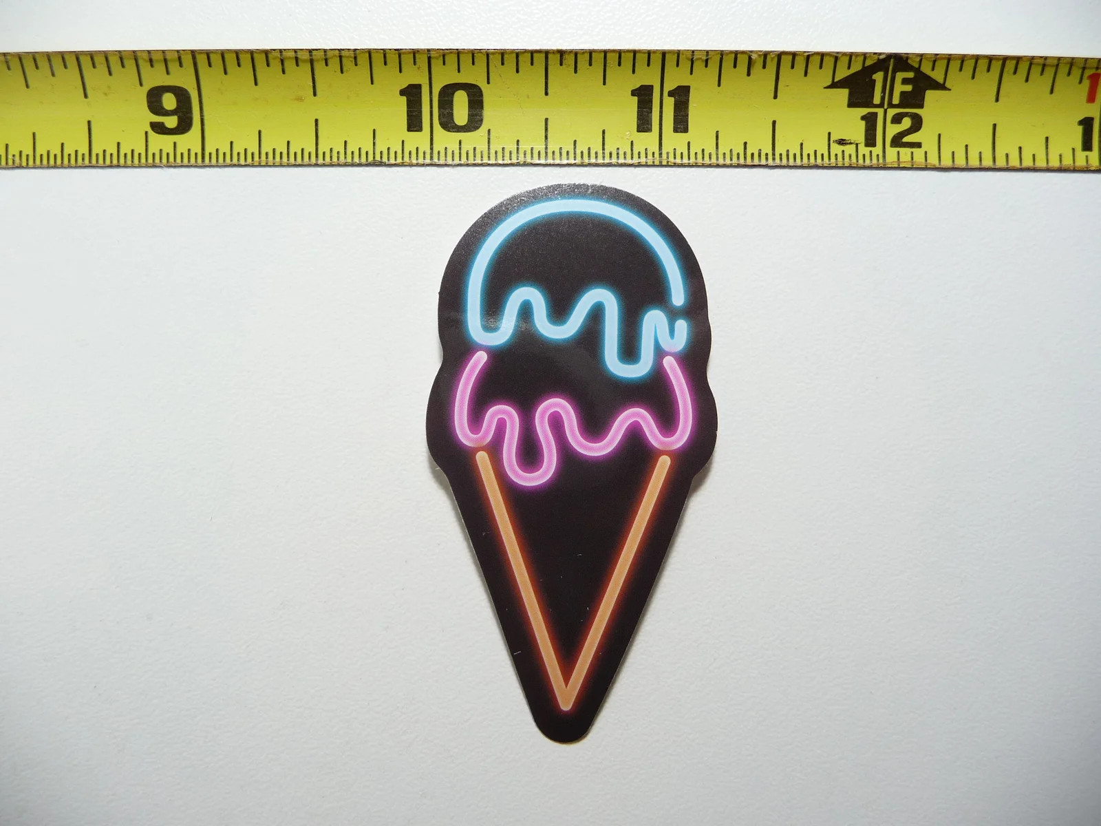 NEON SMALL STICKER DECAL DOUBLE SCOOP SCOOPED ICE CREAM CONE LAPTOP FUNNY