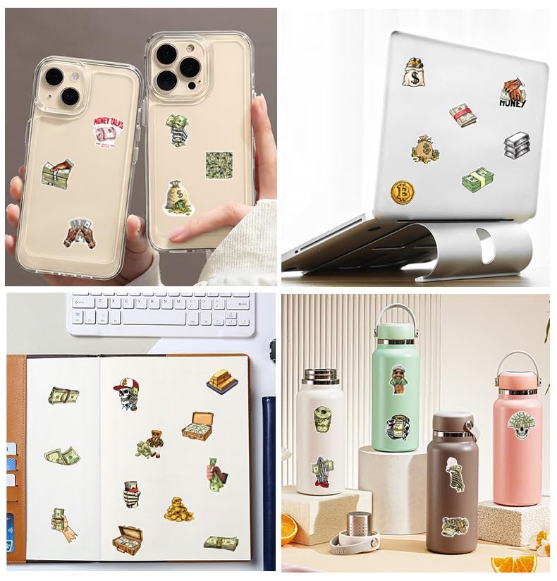 WOZOETT Money Cash Stickers 50PCS Waterproof