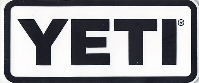 YETI Brand Tumbler AUTHENTIC Promo STICKER Black Logo on White 4 x 1.75 in