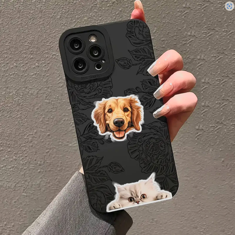 50pcs/pack Peeking Cats And Dogs Stickers, Decoration For Water Bottle, Laptop