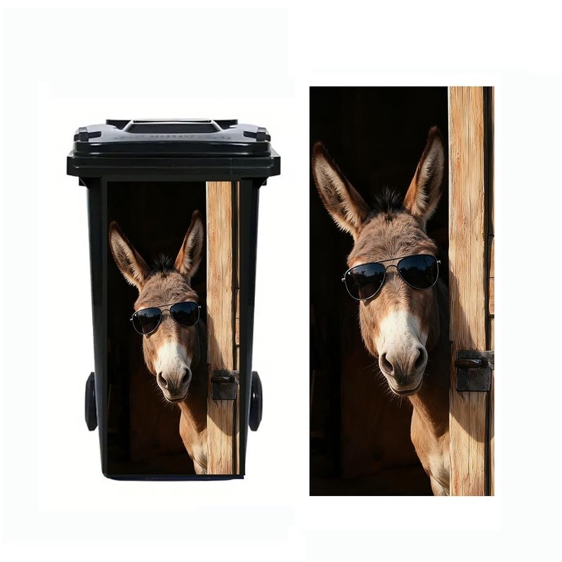Animal Pattern Trash Can Decal Funny Vinyl Sticker Outdoor Bins DIY Decor New