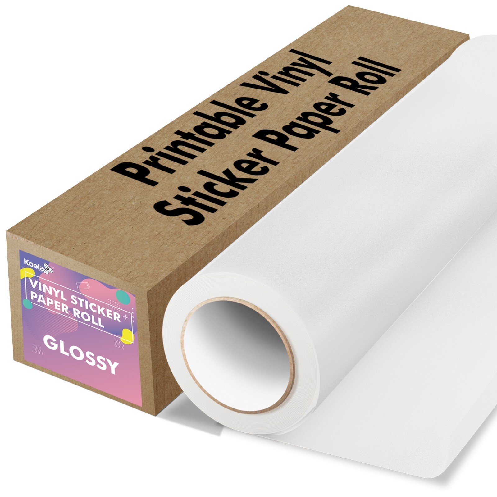 Koala Printable Vinyl Sticker Paper Roll for Inkjet Printer 13"X32.8 FT Glossy