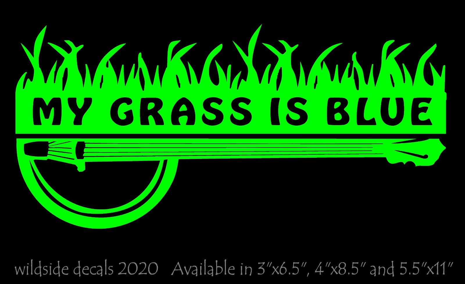 My Grass Is Blue Decal with Banjo Car Vinyl Bluegrass Music Sticker