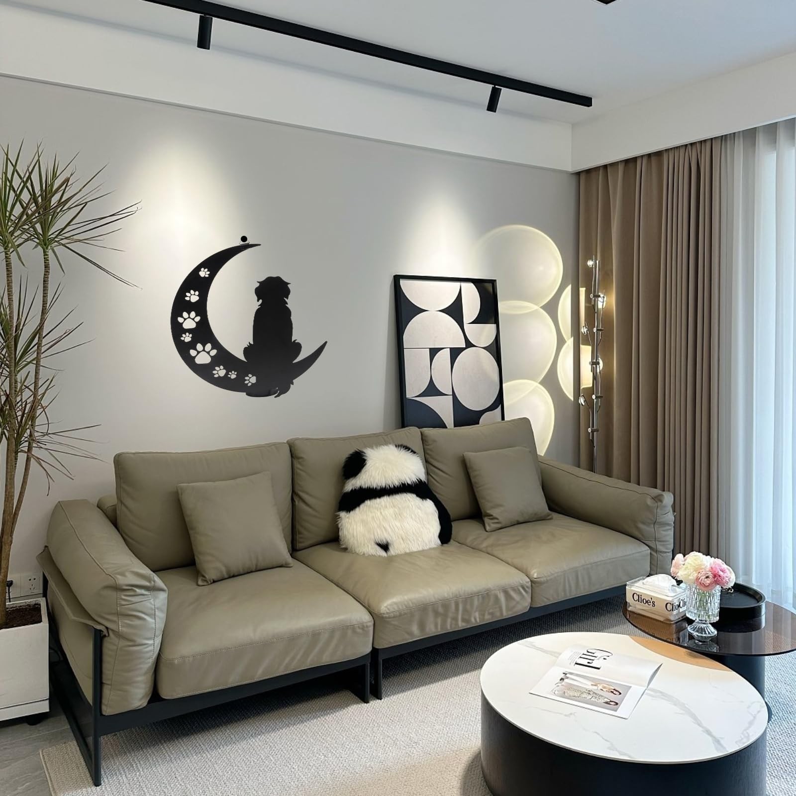 VZVXCC Dog Metal Wall Art Outdoor Decor- 12" Black Metal Wall Sculpture Statu…