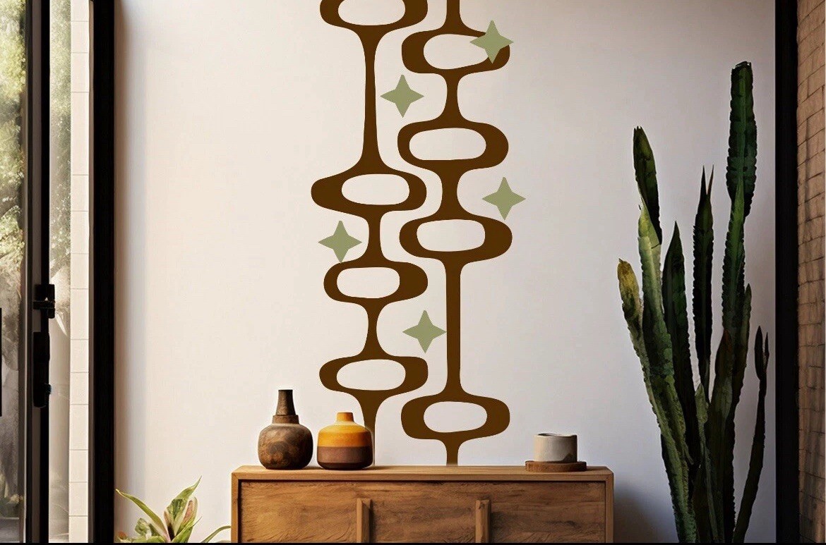 Mid-Century Modern Atomic Age Wall Decal | Retro Home Decor, 80” H x 22” W”