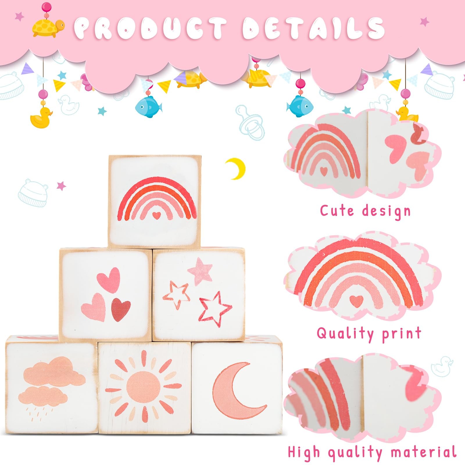 6 Pcs Rainbow Nursery Decor for Girls and Boys Nursery Watercolor Shelf Decor…