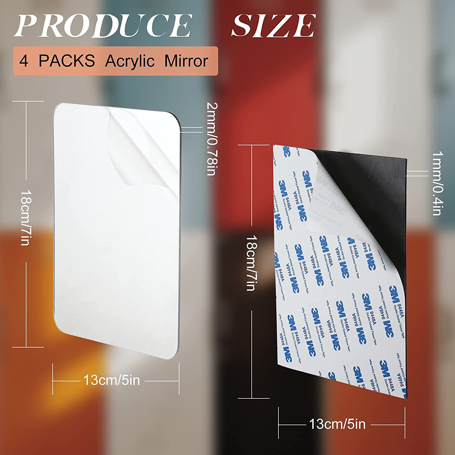 Magnetic Locker Mirror Self Adhesive Acrylic Mirror Sheet Wall Stickers Flexible