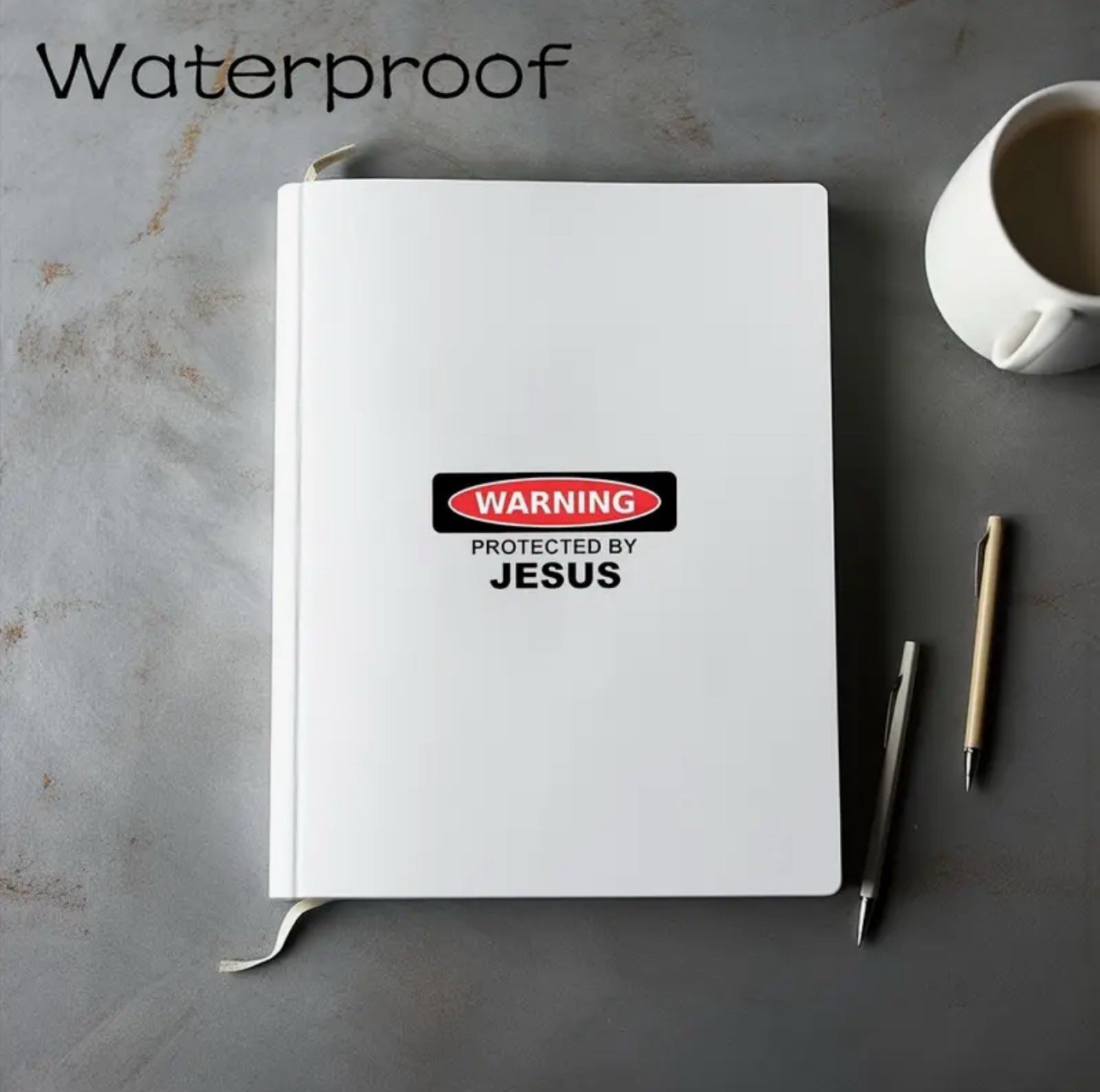 WARNING PROTECTED BY JESUS 2.75” WATERPROOF VINYL DECAL STICKER 1PC