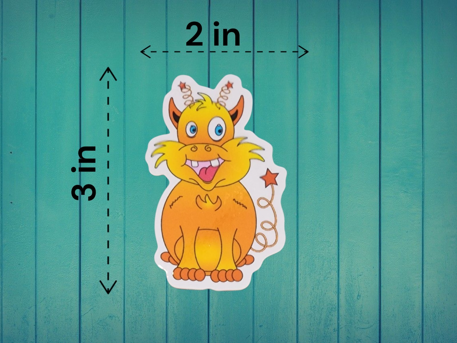 Orange Cat, Mythical Cartoon Creature, Glossy, Waterproof Sticker