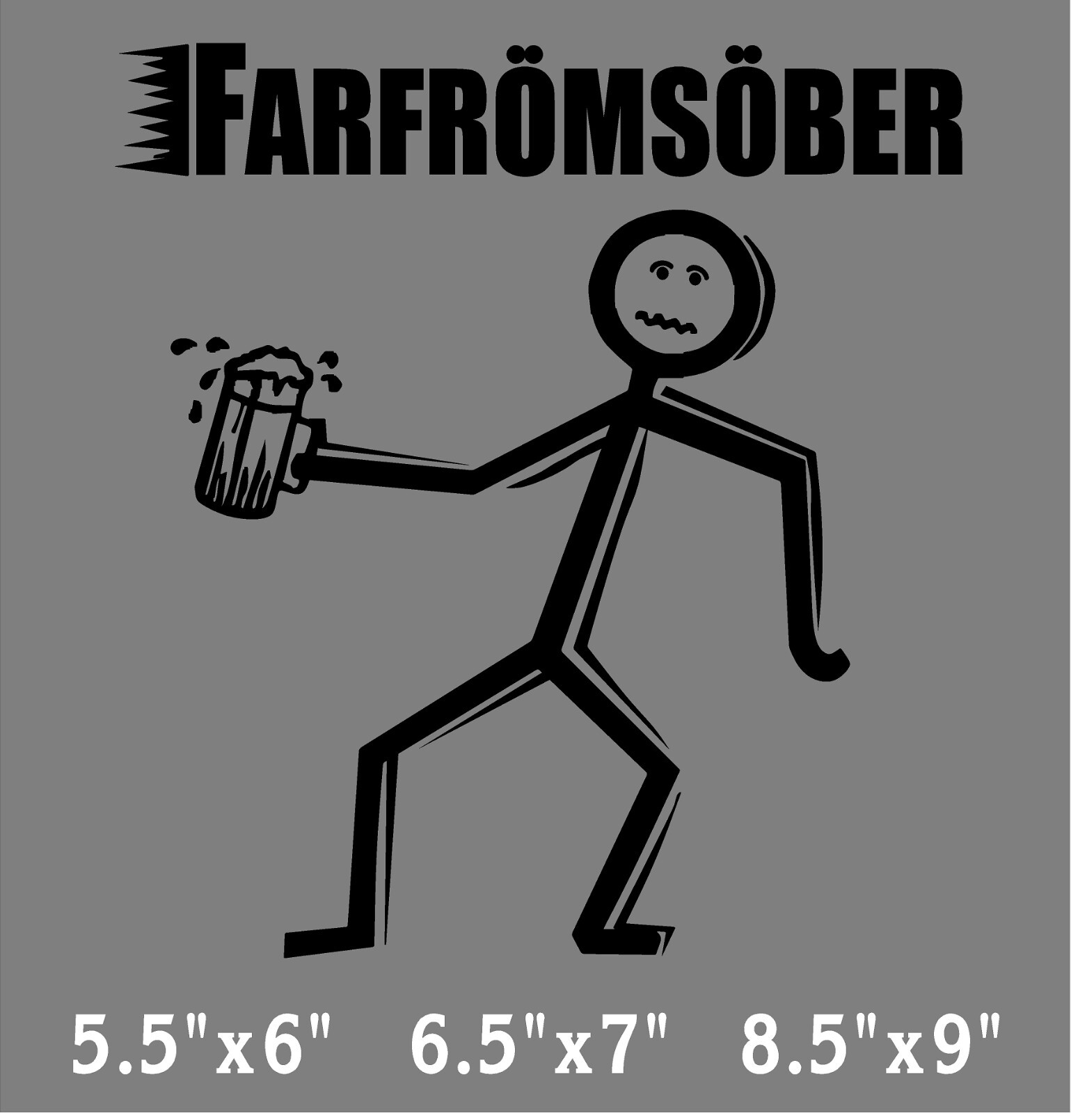 FarfromSober Decal Stick Person Drunk funny window vinyl sticker