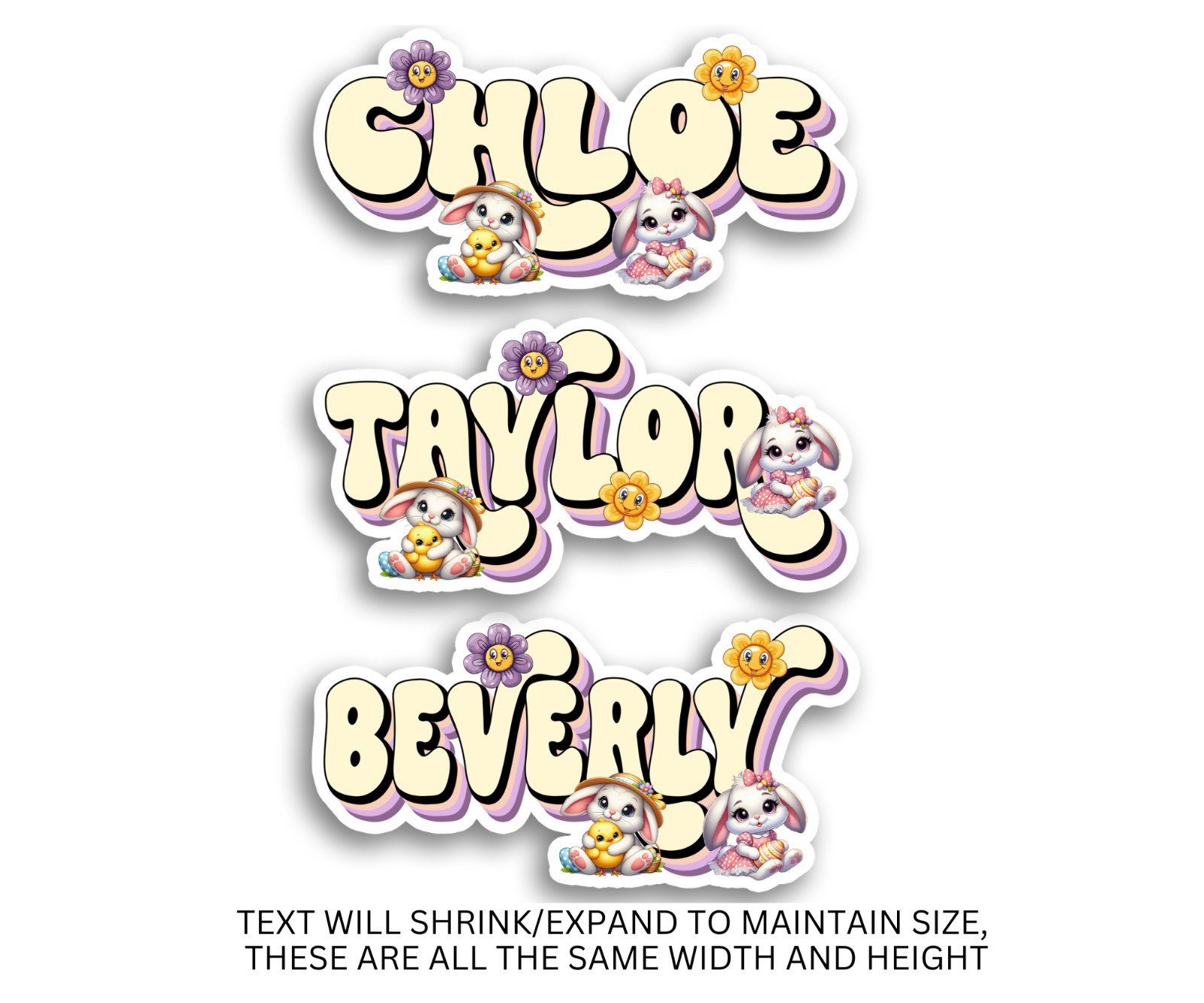 Custom Easter Name Sticker, Waterproof Vinyl Decal, Kids Gift, Laptops, Bunnie
