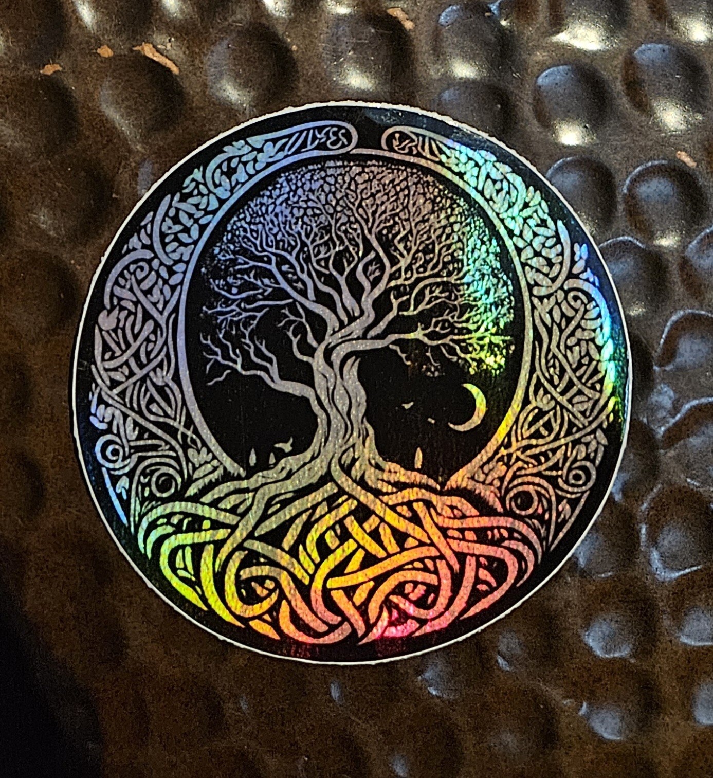 CELTIC KNOTWORK TREE OF LIFE HOLOGRAPHIC Sticker UV Resistant Vinyl 3 inch