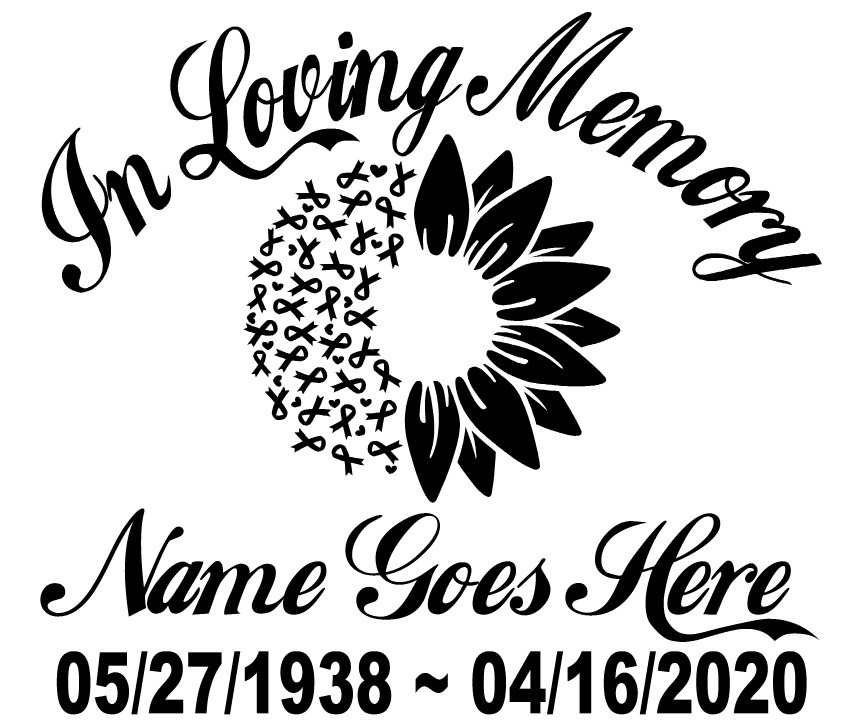 In Loving Memory Decal Cancer Ribbon Flowers | Floral Car Vinyl Sticker Custom