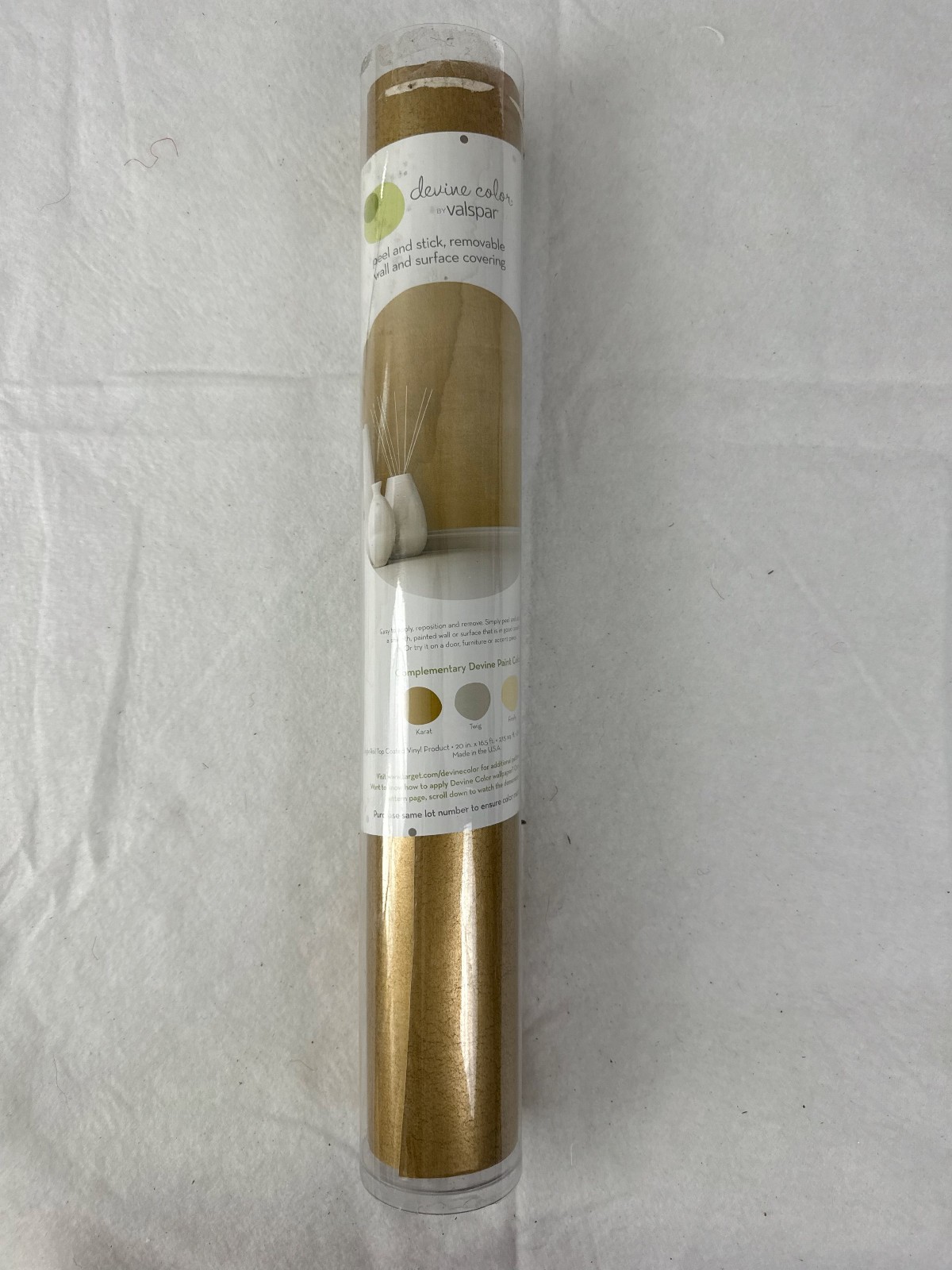 Devine Color Peel & Stick KARAT Gold Surface Covering 19" x 102"
