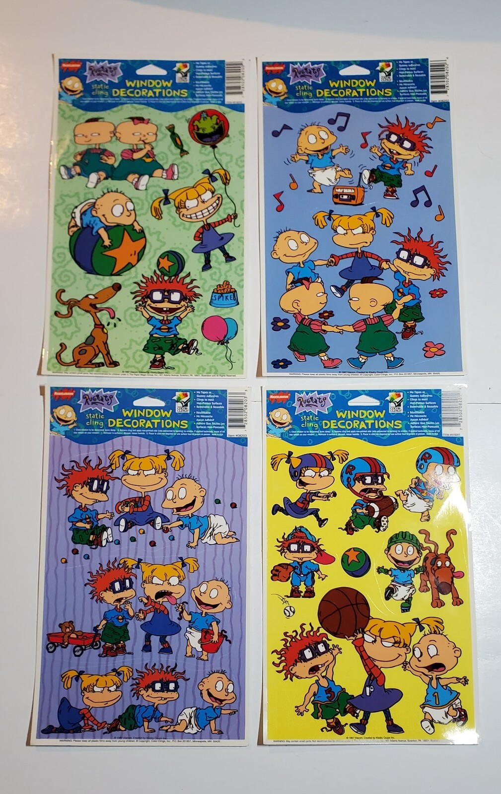 Vtg Rugrats Nickelodeon Static Cling Window Decorations Tommy Chuckie Lot Of 4