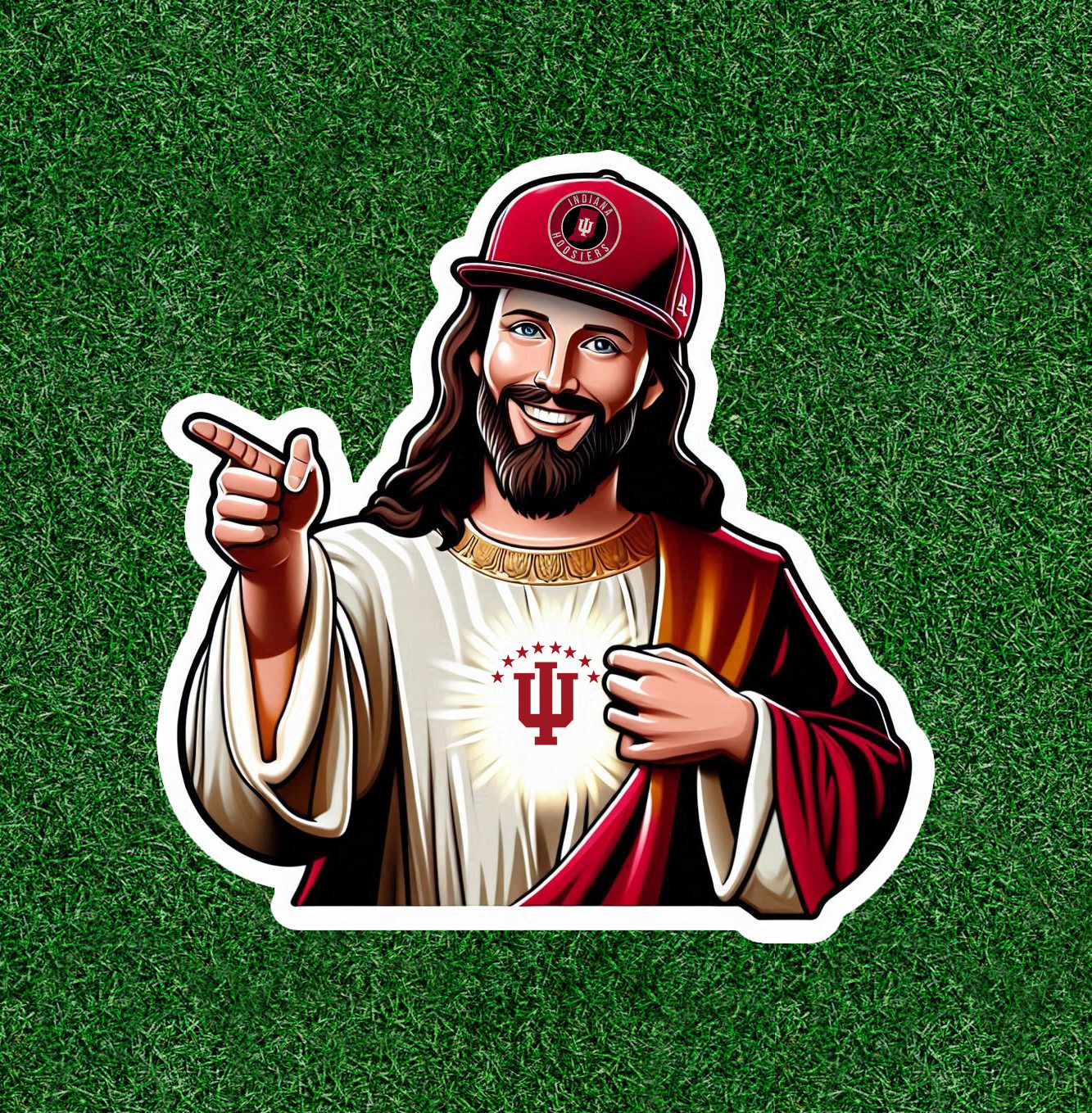Jesus is an Indiana sports fan 100% waterproof vinyl sticker – several sizes