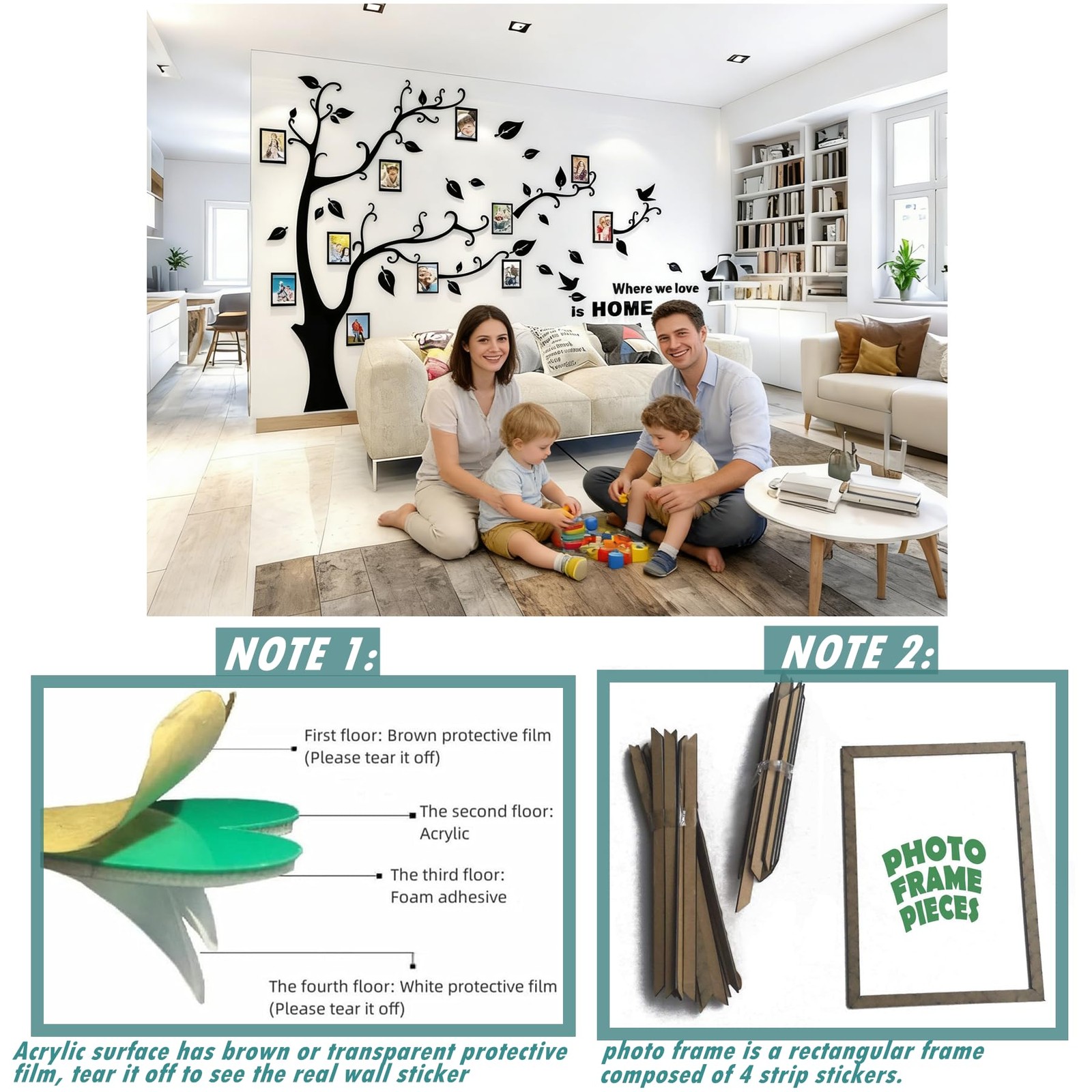 3D Tree Wall Stickers – DIY Photo Frame Tree Wall Decal Family Photo Frame St…