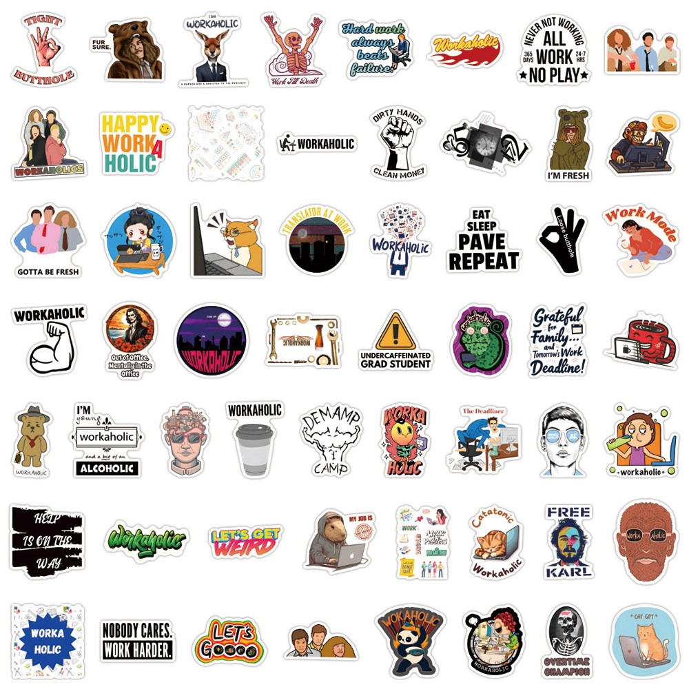 110Pcs Workaholic Stickers for Kids Teens Girls Scrapbooking Water Bottles
