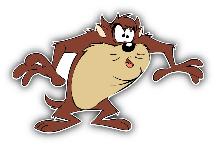 Taz Surprised Cartoon Car Bumper Sticker Decal 5" x 3"