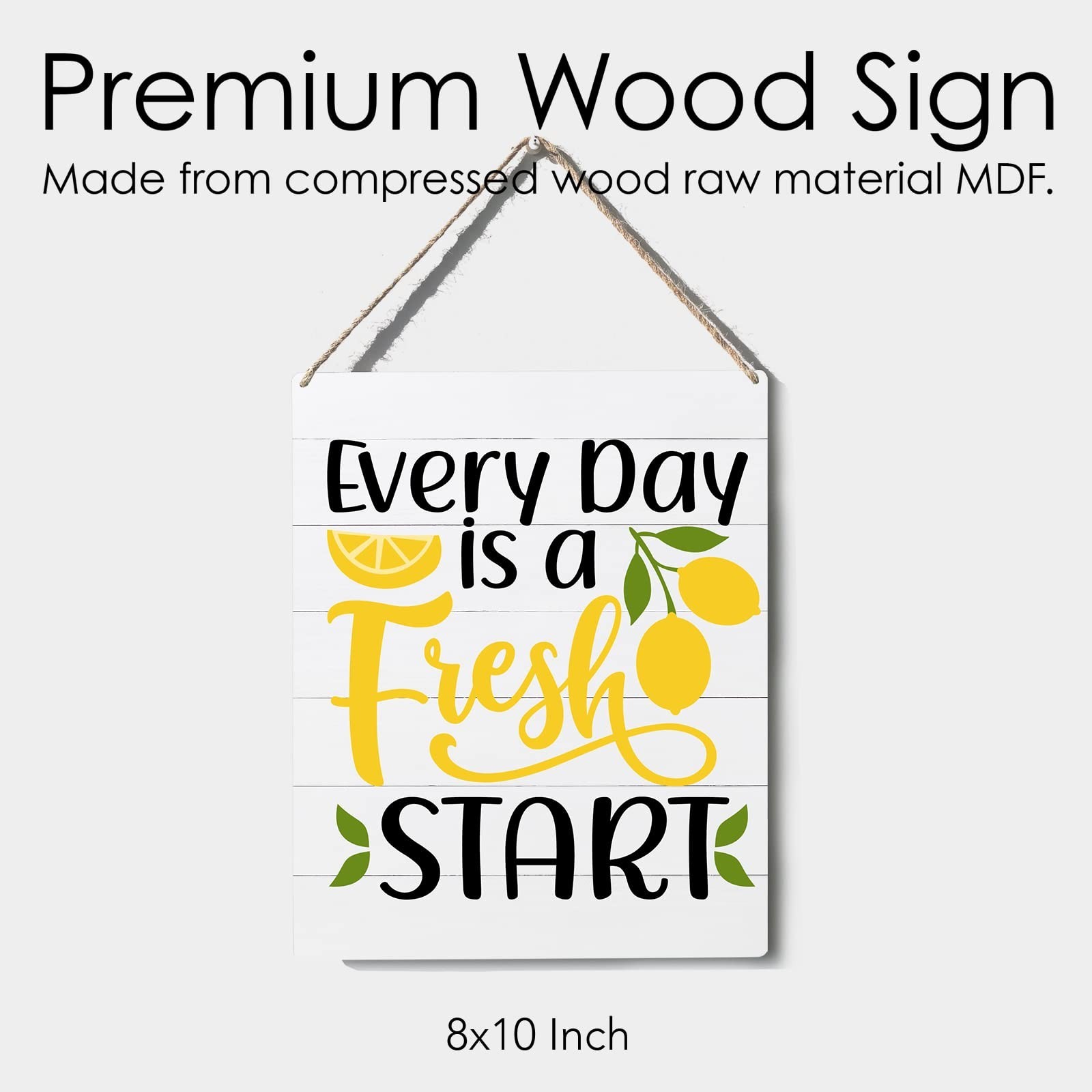 Kitchen Lemon Sign Farmhouse Every Day is a Fresh Start Wooden Sign Plaque Wa…
