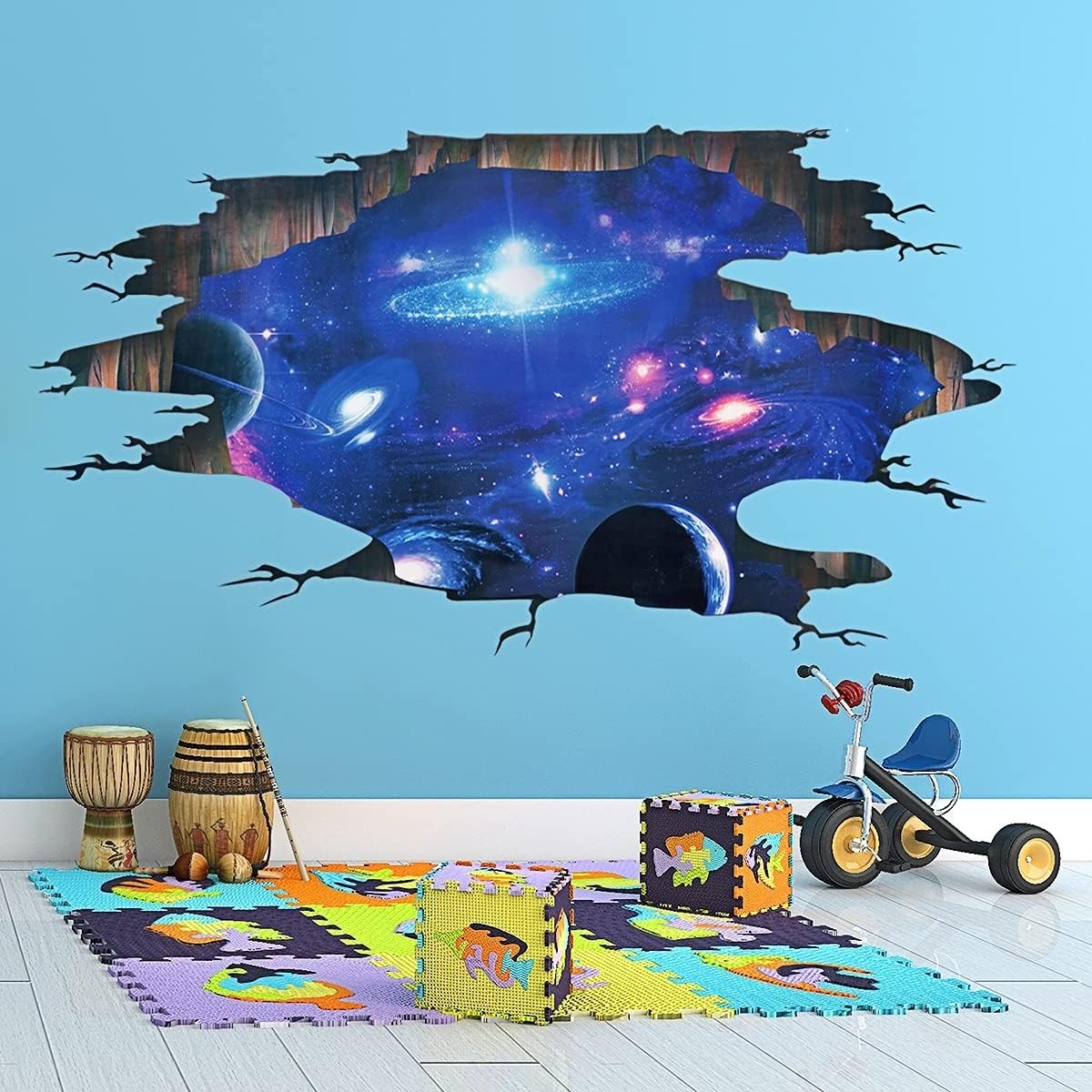 Educational 3D Galaxy Wall Art – Removable Cosmic Decals for Kids' Imagination