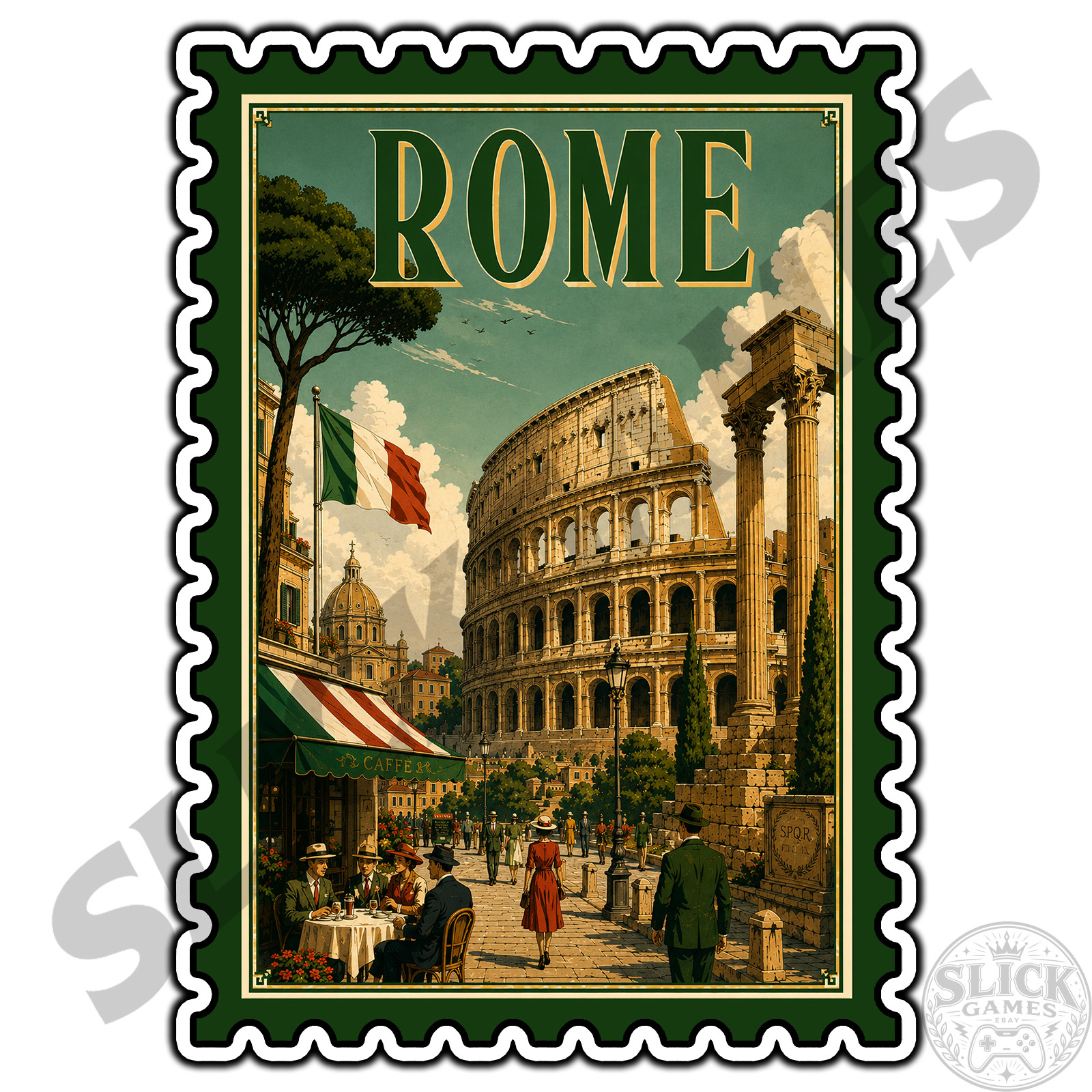 Rome Italy Travel Postage Stamp Sticker #1 Waterproof Vinyl Decal Die-Cut