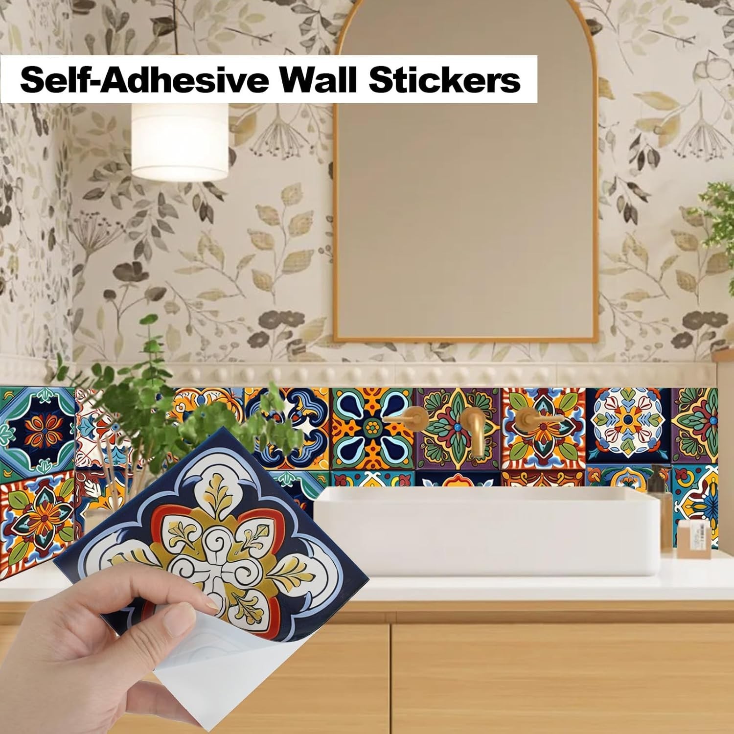 48Pcs Tile Sticker Peel & Stick Kitchen Wall Decals Stick on Tile Adhesive