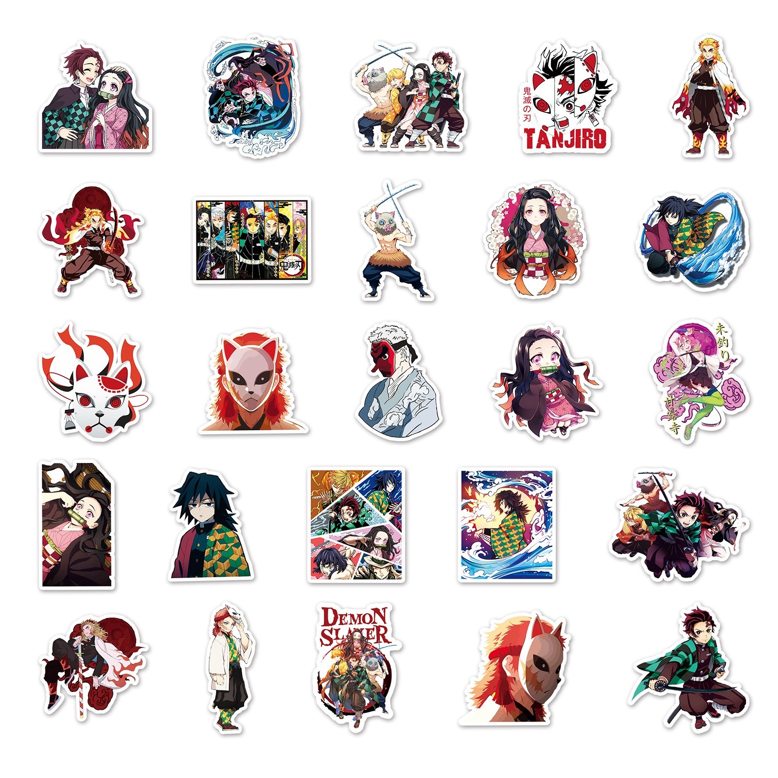 50pcs Waterproof Vinyl Stickers Demon Slayer Anime Luggage Phone Laptop Fridge
