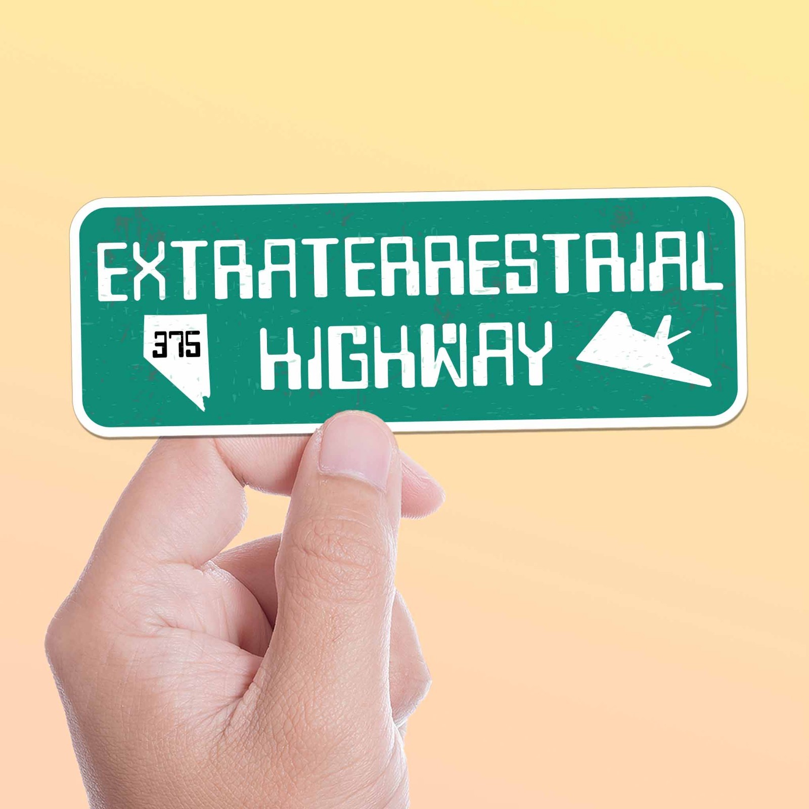 Extraterrestrial Highway Sign Sticker – Funny Nevada Route 375 Decal for Laptop