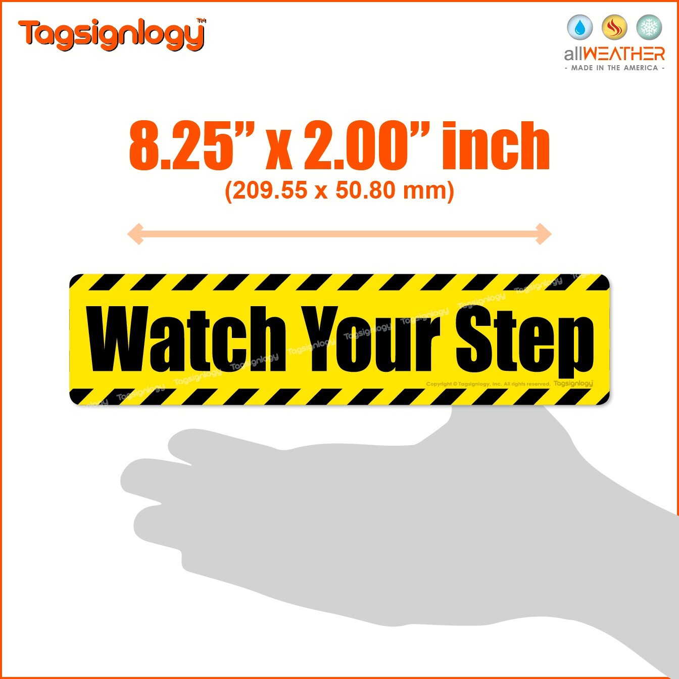 Watch Your Step Waterproof Caution Sign Safety Label Weatherproof Vinyl Sticker