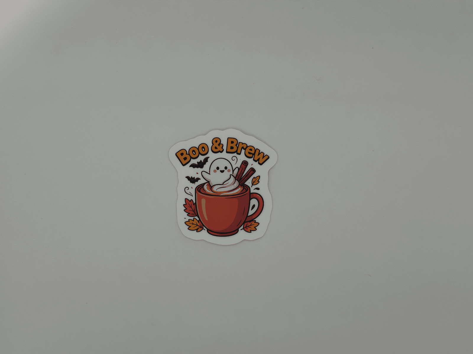Vinyl Ghost Coffee Cup Sticker – Boo & Brew Halloween Die Cut Laptop Decal