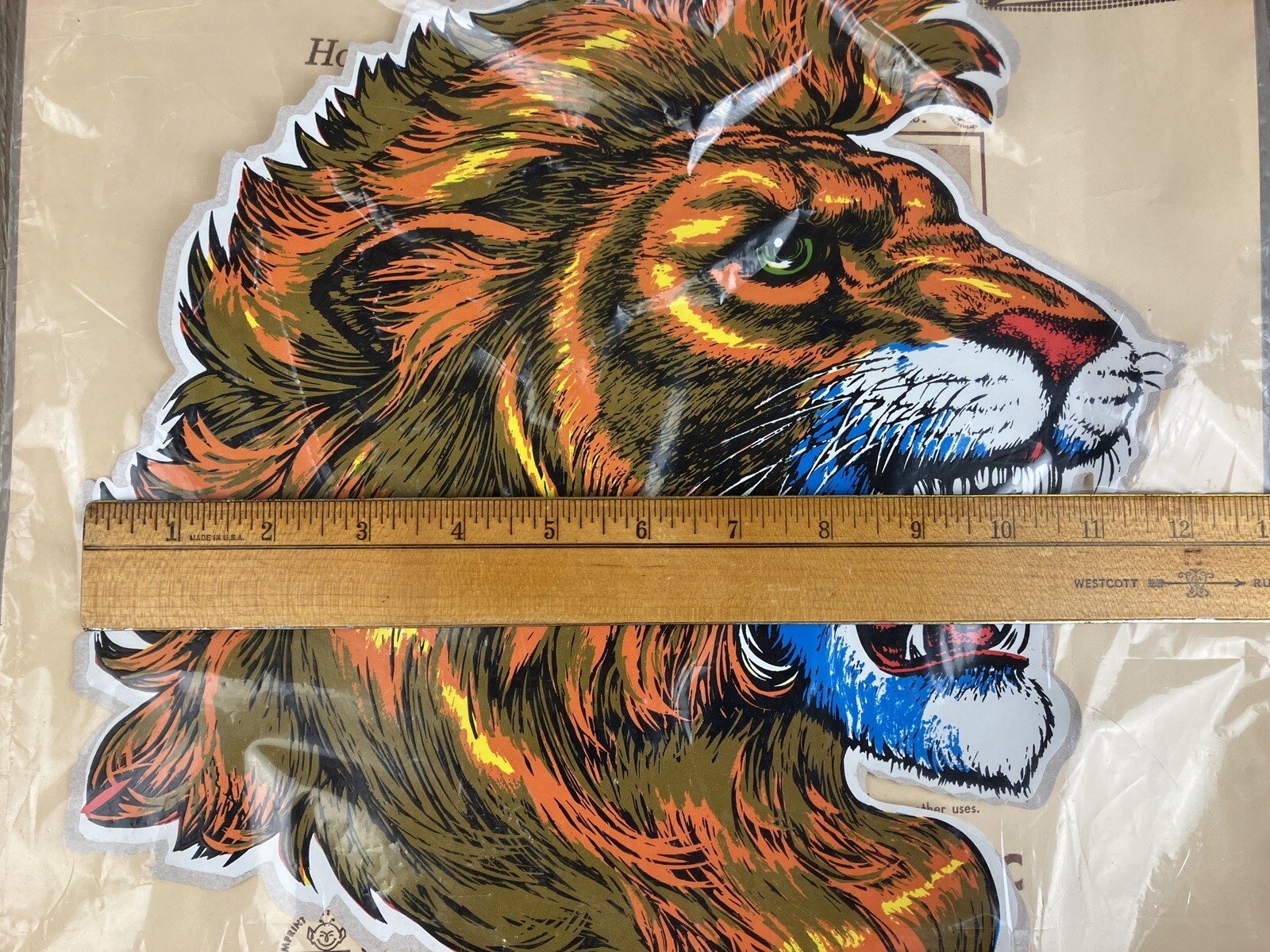 lion giant decal sticker vintage impko 12.5” x 12”