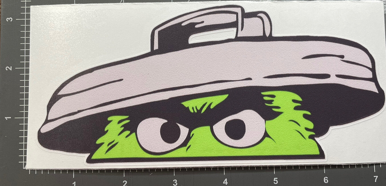 Pair JDM Drift Oscar The Grouch 7" Wide Vinyl Decal Sticker Funny Car Truck Suv