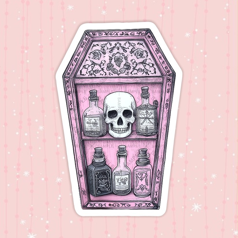 Halloween Bookshelf Sticker: Cuffin Vinyl Sticker. Different Sizes