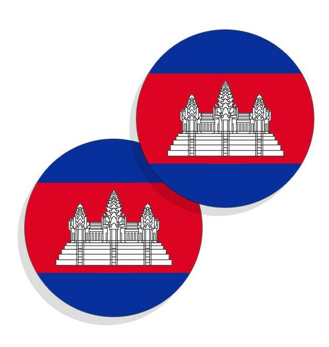 Cambodia Flag Stickers Flag Decals Vinyl Stickers Indoor Outdoor Round 4 pack
