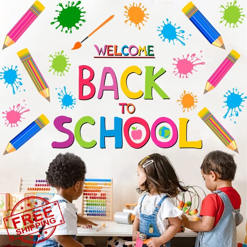WINDVALE Back School Crayon Wall Decals
