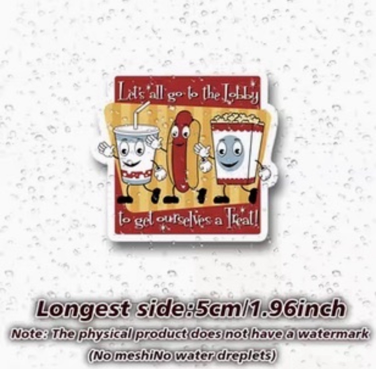 5 PACK Let's All Go to the Lobby 2” Vinyl Sticker Decal Movie Theatre Snack Food