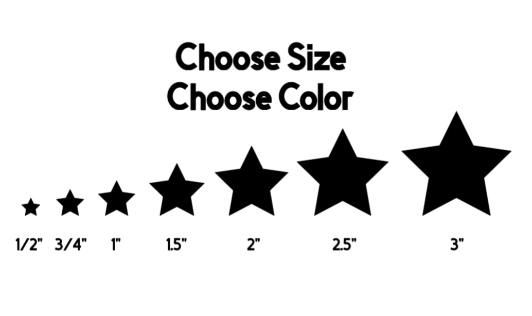 Star stickers Permanent indoor outdoor vinyl decals Pick your size and color!