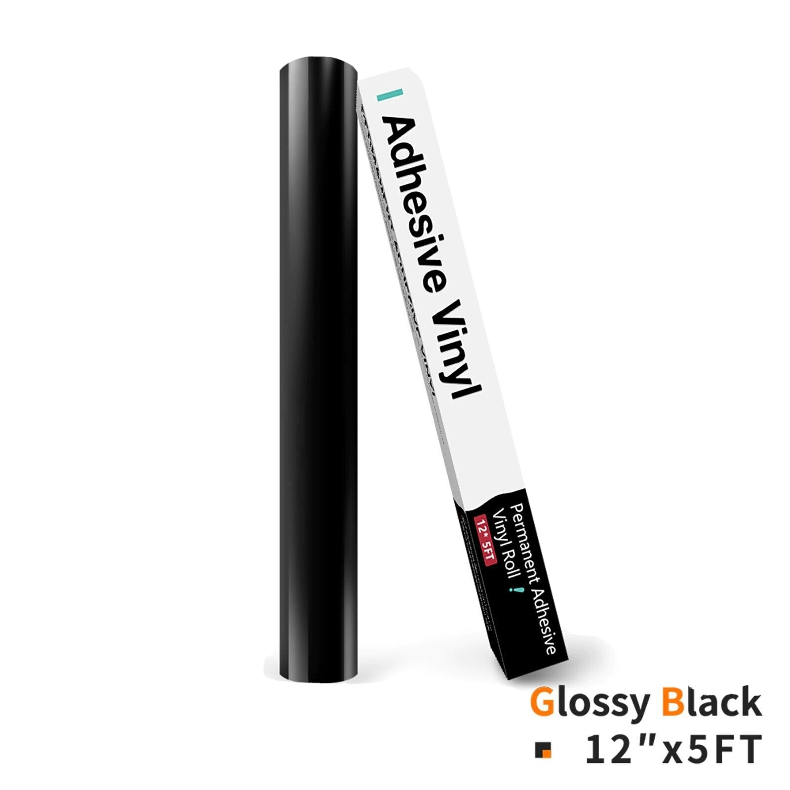 12"X 5ft Permanent Adhesive Vinyl Roll 30x152cm Glossy black Self-adhesive paper