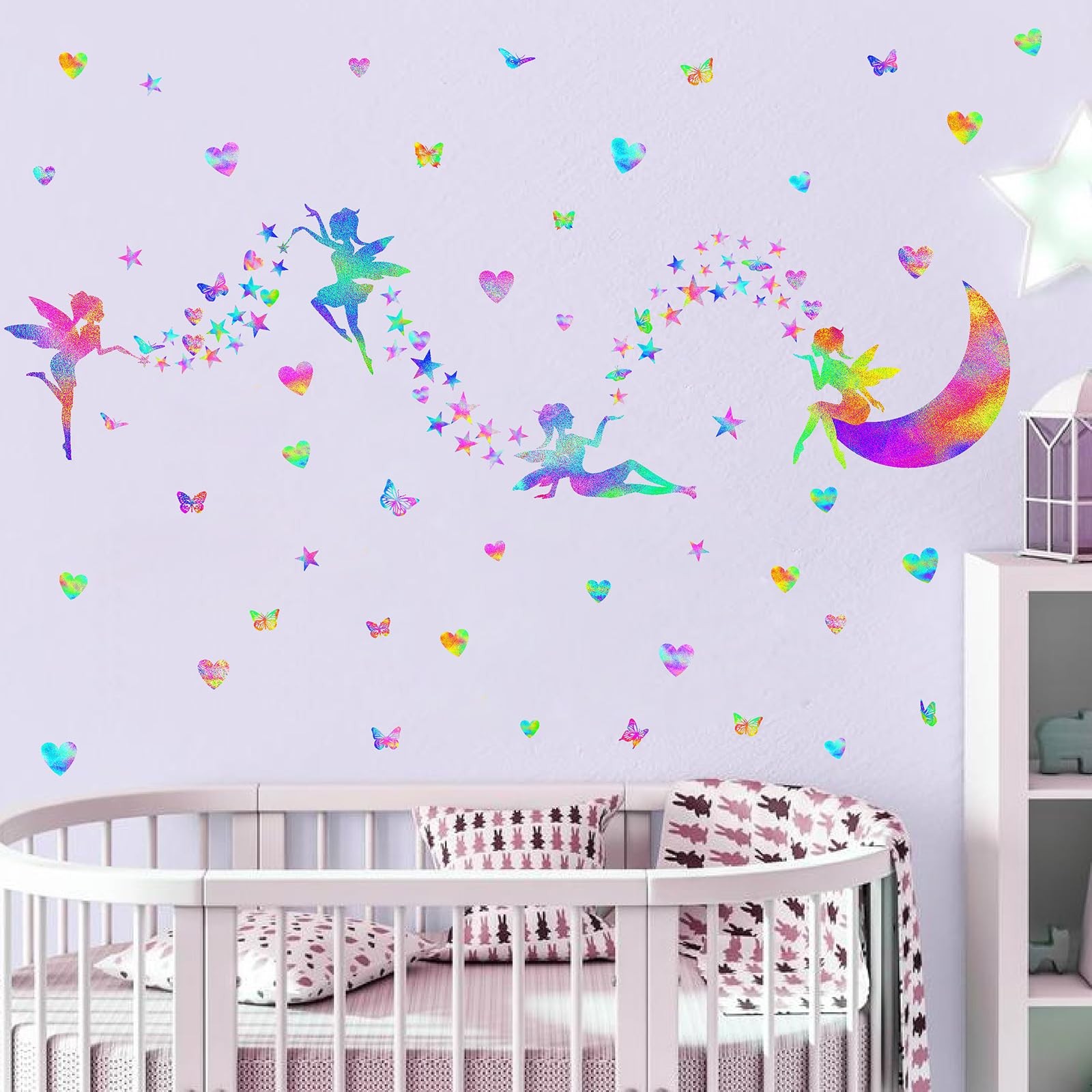 Colorful Fairy Wall Stickers for Girls Room Nursery Princess Wall Decals