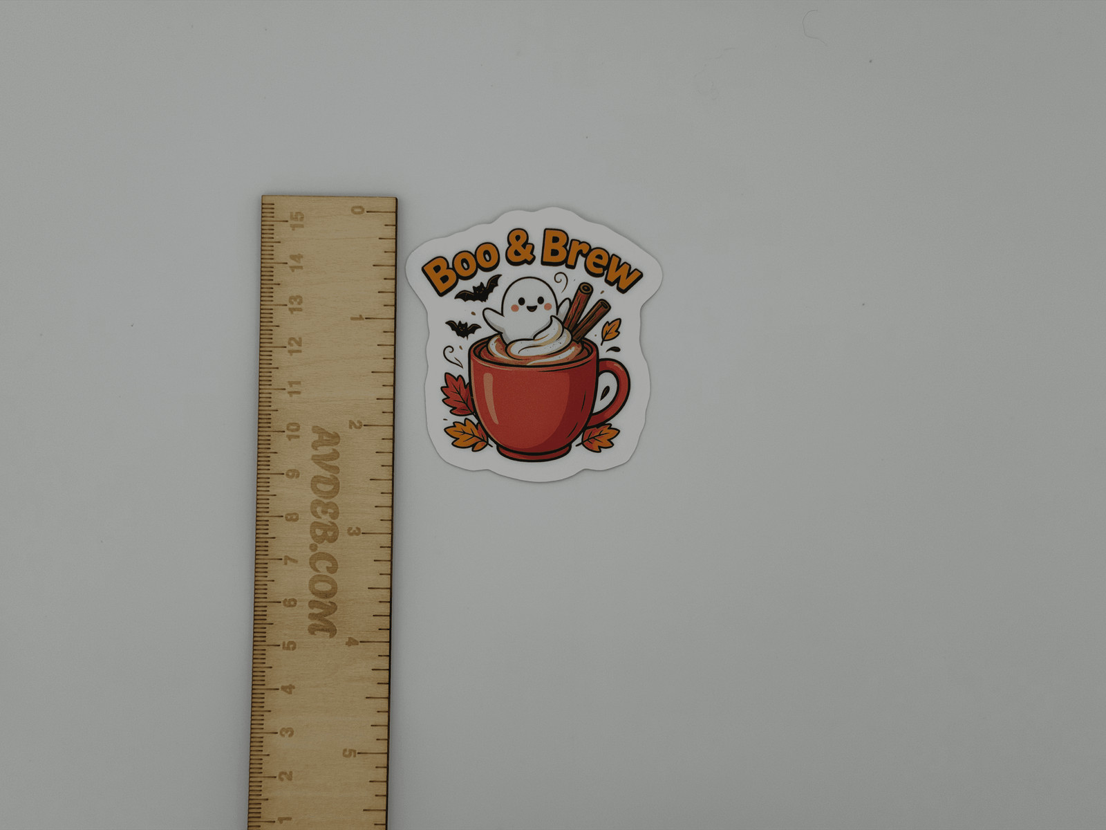 Vinyl Ghost Coffee Cup Sticker – Boo & Brew Halloween Die Cut Laptop Decal