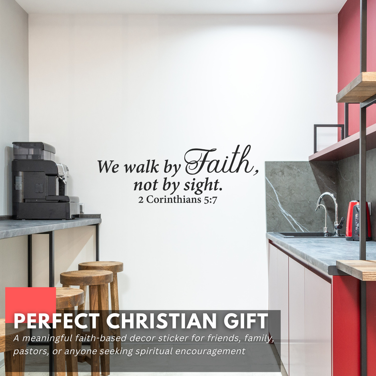 We Walk by Faith Inspirational Religious Bible Wall Decal Sticker Vinyl Quote