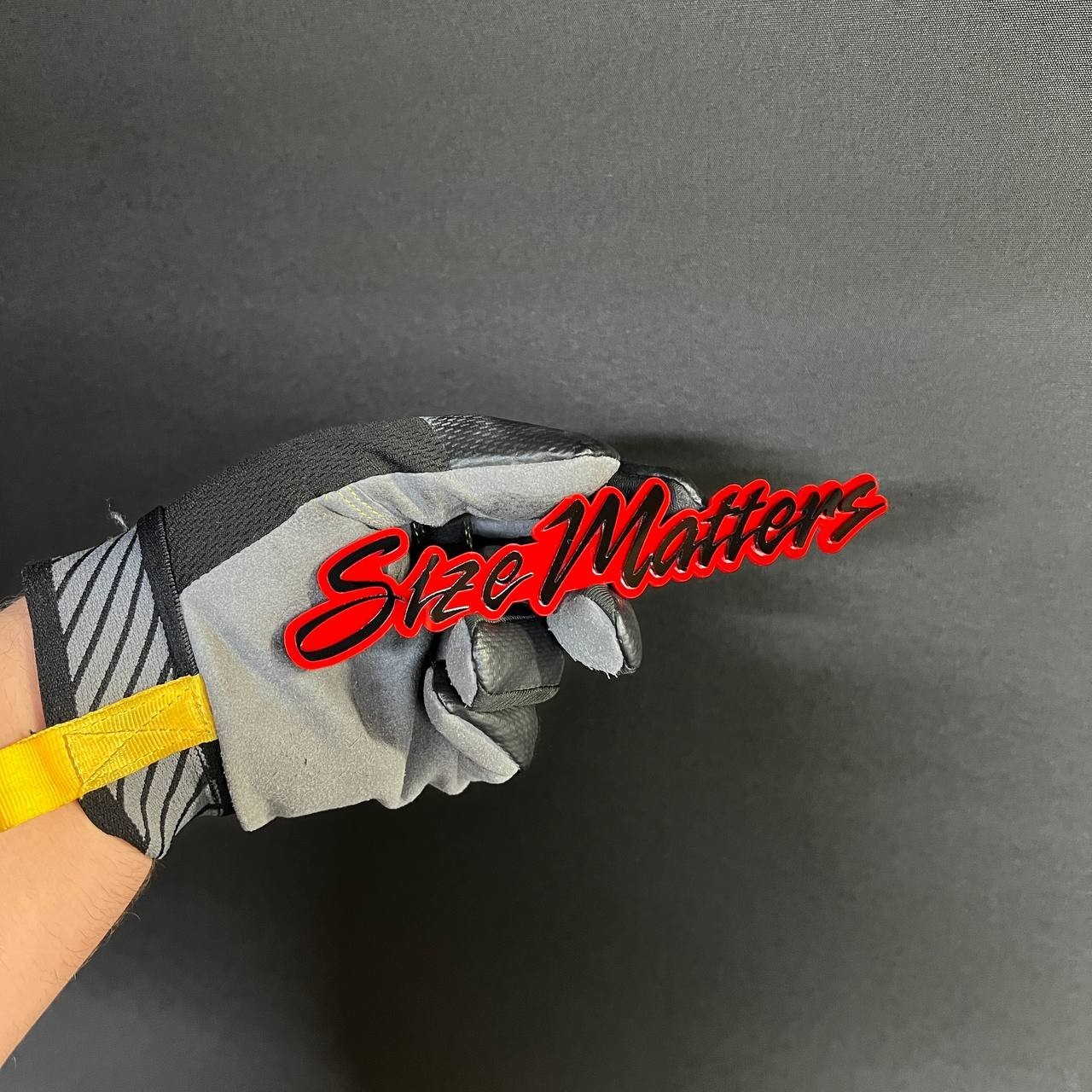 1x "SIZE MATTERS" Custom Text 3D Acrylic Car Emblem Badge Multicolor Laser Cut