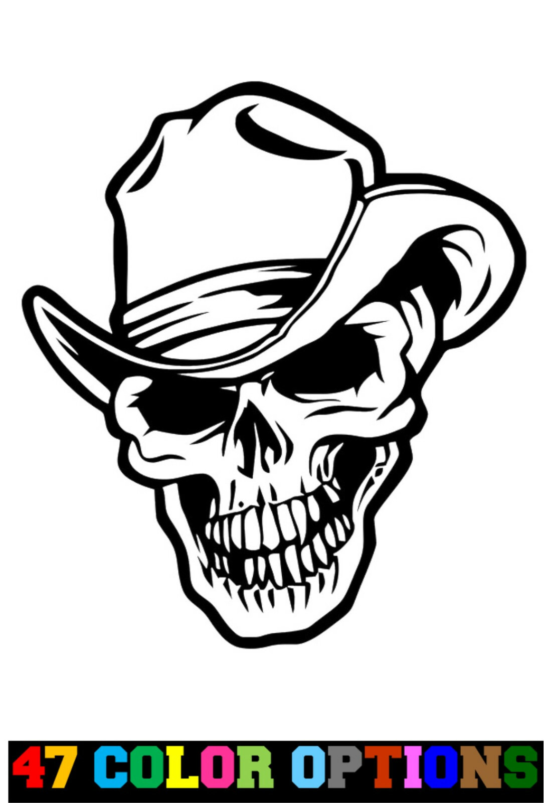 Vinyl Decal Truck Car Sticker Laptop – Zombie Horror Halloween Cowboy Skull