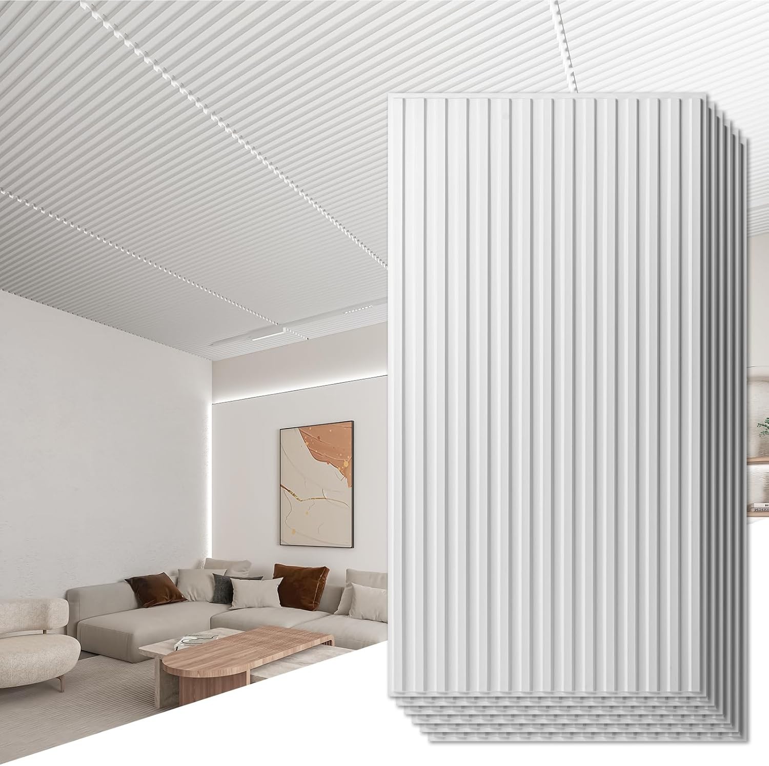 12-Pack Slat Design 3D Wall Panels for Interior Wall Decor, 2×4 FT PVC Decora…