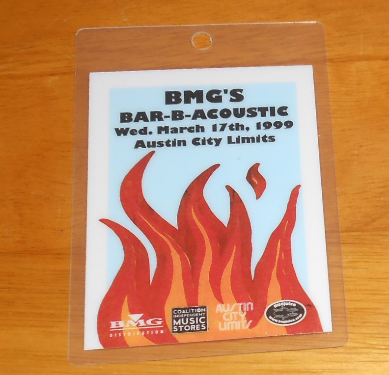 BMG’s Bar-B-Acoustic BMG Music Backstage Pass Laminated Card Promo 5×3.5