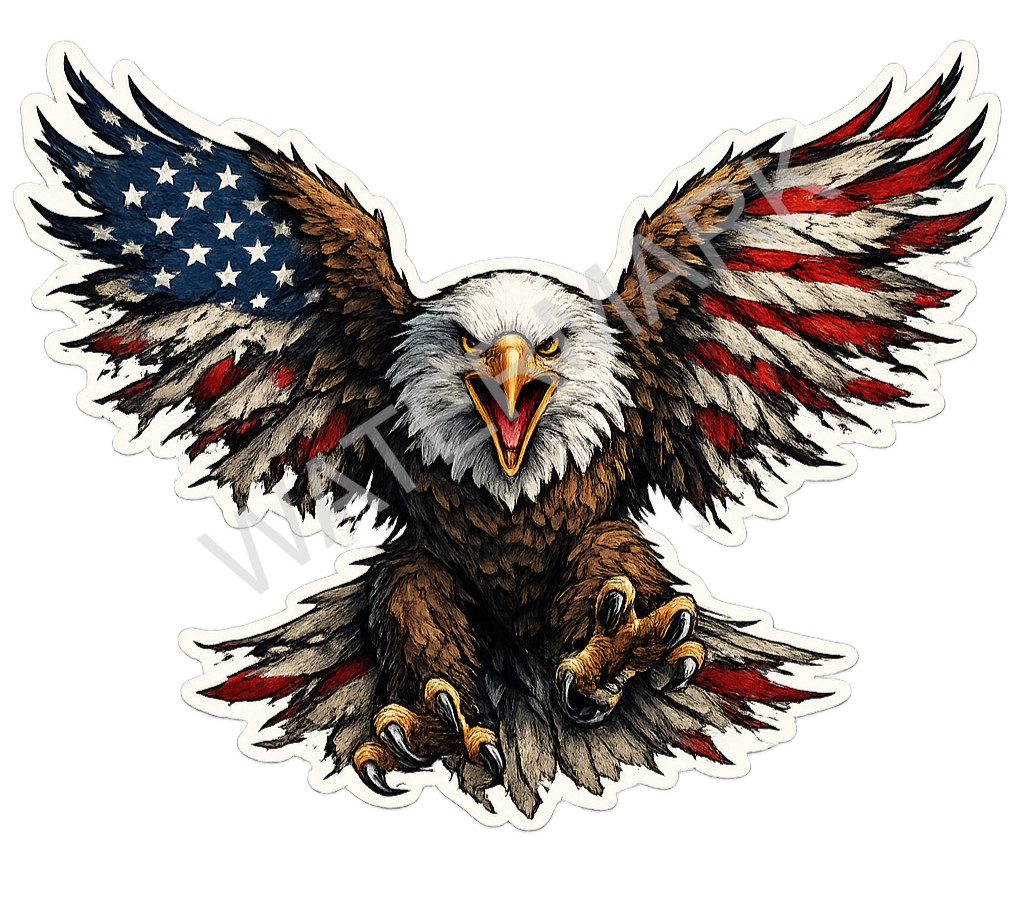 American Bald Eagle USA Flag Waterproof Vinyl Sticker/Decal 06